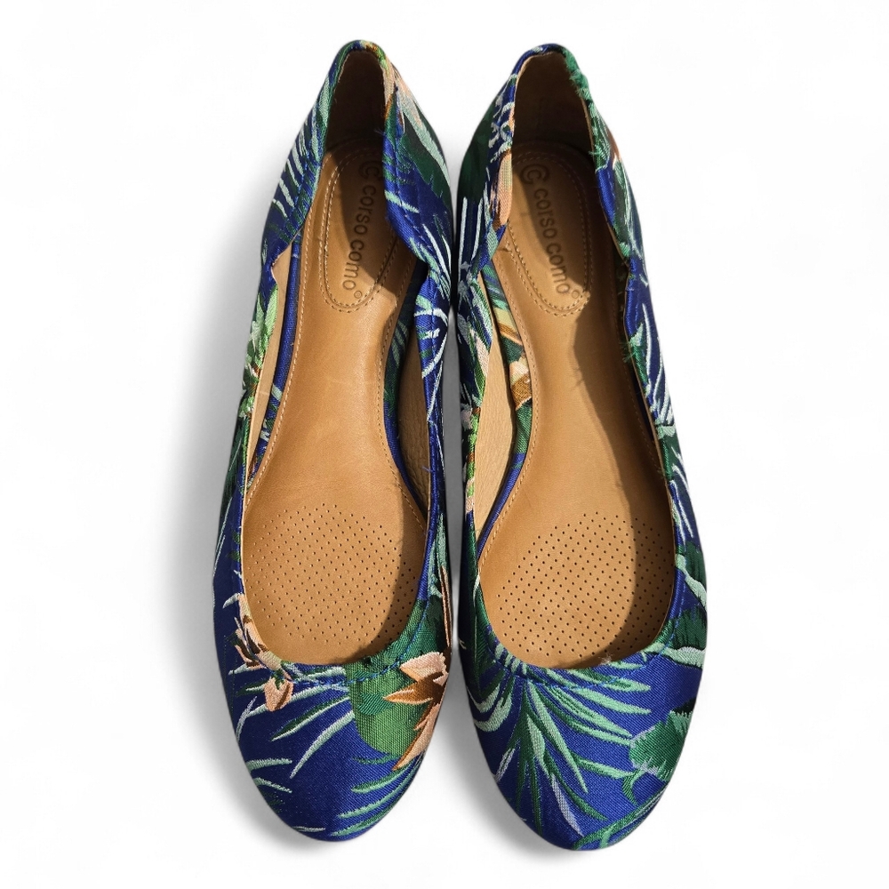 Corso Como Women's Callie Ballet Flats Tropical Pattern Size 8 NWT